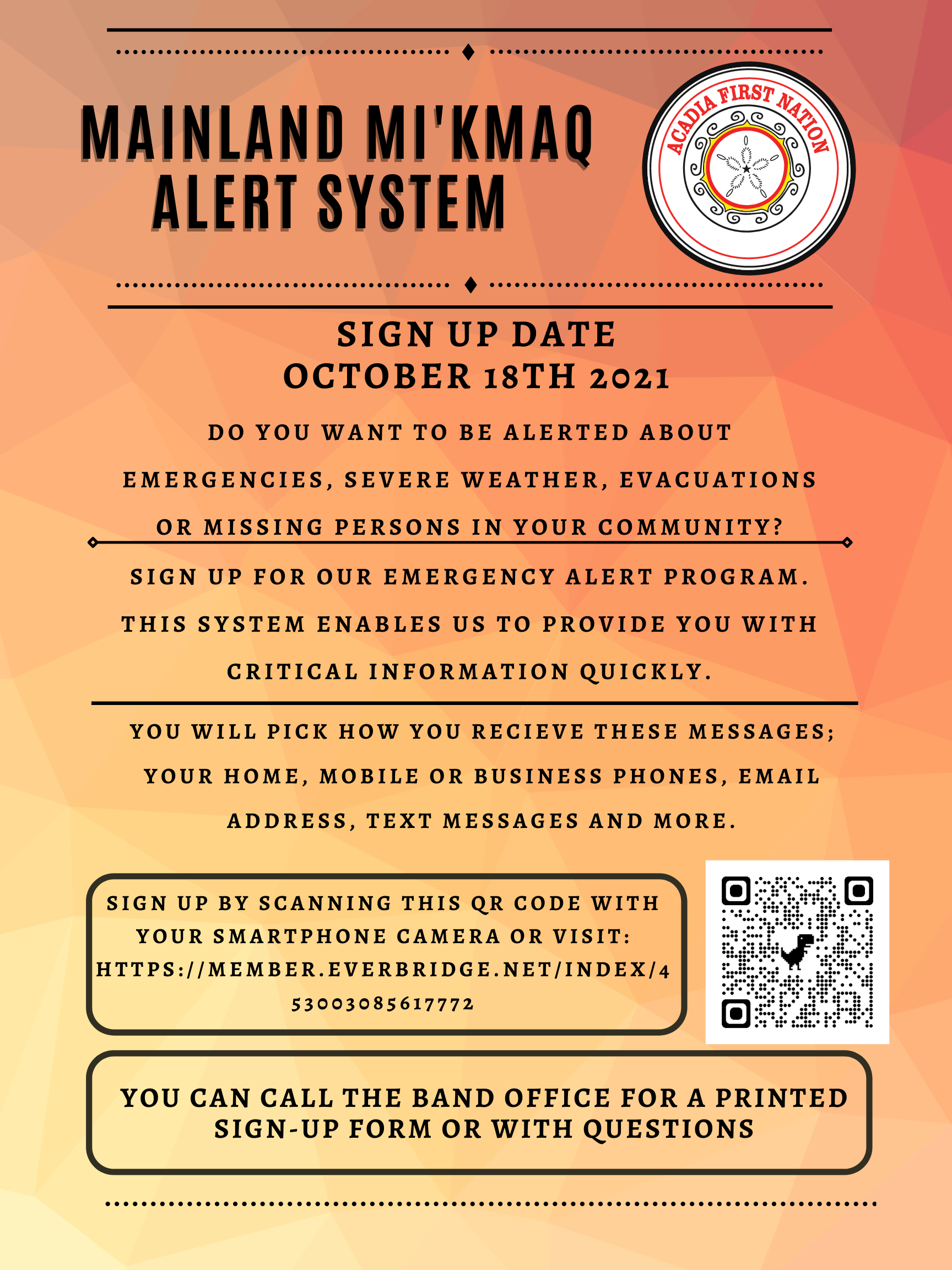 Flyer Acadia Everbridge Emergency Alert System